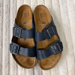 Men’s Arizona Navy Blue Birkenstock Soft Footbed Size 43